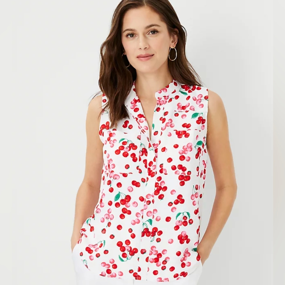 Ann Taylor White & Cherry 🍒 NWOT
